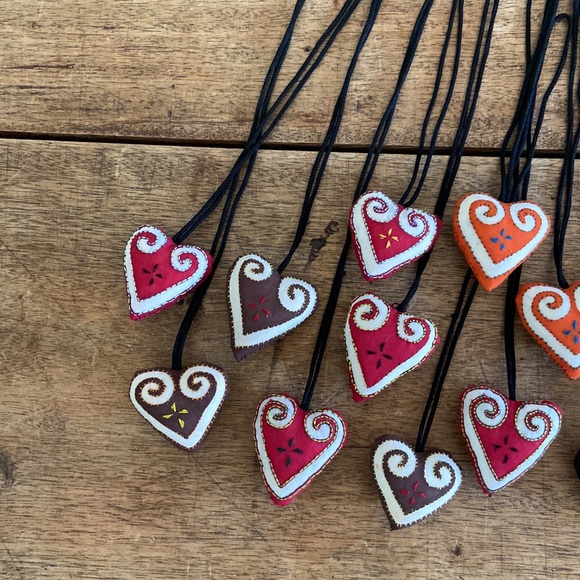 Hmong Embroidered Fabric Hearts from Laos - Picture 8 of 15